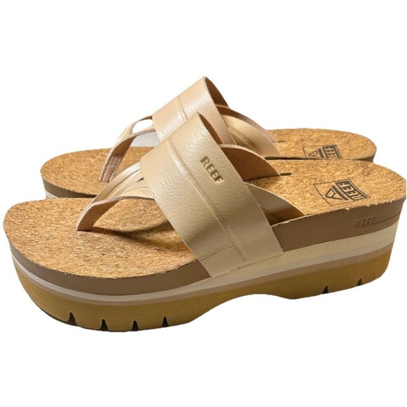Reef Womens Vista Higher Savanah Thong Platform Sandal Seashell Size 7 - Picture 1 of 9